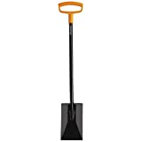 Fiskars Steel D-Handle Flat Square Garden Spade, Gardening Tools for Edging, Digging, Weed Removal, Heavy Duty, 46 Inch, Black/Orange