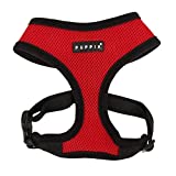 Puppia Soft Dog Harness No Choke Over-The-Head Triple Layered Breathable Mesh Adjustable Chest Belt and Quick-Release Buckle, Red, Large