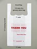 Plastic Bag- Small Economy 'Thank You' White T Shirt Bag 7"x3.5"x13" 13 mic - 1000 bags/case