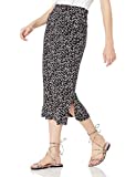 Amazon Essentials Women's Pull-On Knit Midi Skirt, Black/White, Abstract/Animal, Medium