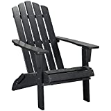 POLYTEAK Classic Folding Poly Adirondack Chair, Adult-Size, Weather Resistant, Made from Special Formulated Poly Lumber Plastic (1 Chair - Black)