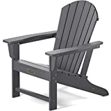 SERWALL Adirondack Chair | Adult-Size, Weather Resistant for Patio Deck Garden, Backyard & Lawn Furniture | Easy Maintenance & Classic Adirondack Chair Design (Grey)