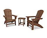 POLYWOOD Nautical 3-Piece Curveback Adirondack Chair Set with Side Table