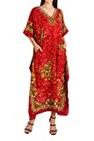 Miss Lavish London Ladies Kaftans Kimono Maxi Style Dresses Suiting Teens to Adult Women in Regular to Plus Size (601-Red, US 14-18)