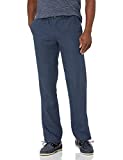 Amazon Brand - 28 Palms Men's Relaxed-Fit Linen Pant with Drawstring, Blue Night, X-Small/30" Inseam