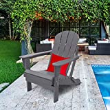 WUTUTUEE Adirondack Chair Weather Resistant Folding Adirondack Outdoor Patio Chair Adirondack Fire Pit Plastic Chair for Outside, Deck, Garden, Campfire, Composite (Grey)