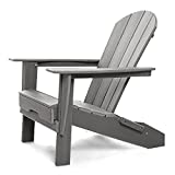 RESINTEAK Folding Adirondack Chair, All Weather Resistant, Adult-Size with 21 Inch Wide Seat, Resin HDPE Recyclable Plastic, Foldable Outdoor Adirondack Chairs, New Heritage Collection (Gray)