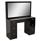 Boahaus Venus Modern Vanity, Glass Top, 07 Drawers (Black)