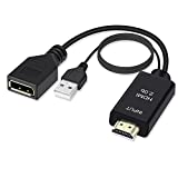 FERRISA 4K@60Hz HDMI to DisplayPort Cable Adapter/Converter with USB Power, Male to Female HDMI to DP Adaptor for Monitor, Support HDMI2.0 HDCP2.2, Compatible with , PS5, NS, Mac Mini(NOT USB Port)