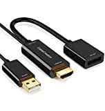 CableCreation 4K HDMI to DisplayPort Adapter with USB Power, 4K X 2K@30Hz HDMI Male to DP Female Cable Compatible with Xbox One/PS4/PS5/NS