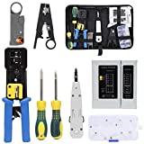 SILIVN Rj45 Crimping Tool Kit for CAT5/CAT6, 8 in 1 Network Tool Kit Professional Computer Maintenacnce Network Cable Tester Network Repair Tool Set