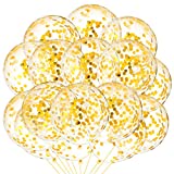 10 Pieces 18 Inch Glitter Confetti Balloons Paper Dots Confetti Balloons Shiny Confetti Latex Large Balloons for Birthday Wedding Party Decorations (Gold)