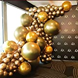 Nalwort Metallic Gold Balloon Kit 110PCS 18In 12In 5In Gold Balloon Arch Garland For Festival Picnic Family Engagement, Wedding, Birthday Party, Gold Theme Anniversary Celebration Decoration