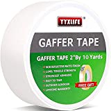 Premium Grade Gaffers Tape, Heavy Duty Non-Reflective Matte No Residue Gaff Main Stage Tape,Electrical Tape,Duct Tape for Photographers,Waterproof Gaffer Tape,2 Inch X 10 Yards, White