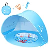 Baby Beach Tent with Pool, UPF50+ Pop Up Shade Tent for Infant, Baby Beach Sun Shade Pool with UV Protection, Blue
