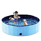 Foldable Dog Pool for Large Dogs - KizmetKare Portable Kiddie Pool Plastic Pet Bath Tub, Outdoor Dog Swimming Pool (XL - 63" X12")