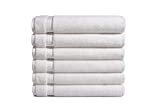 B07GPHRKF6 Amazon Commercial Cotton Bath Towel Set - Pack of 6, 27 x 54 Inches, 650 GSM, White