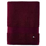 Tommy Hilfiger Solid Color Bath Towel 1 Piece - 30 X 54 Inches, 100% Cotton 574 GSM (Maroon)