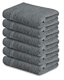 AR Linens 100% Cotton Small Bath Towel Set | Gray | Bathroom Towels Set for Home, Gym, Hotel & Spa | Quick Dry Towels, Super Absorbent Bath Towels | Small Bath Towels Set of 6 (22x44)