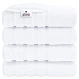 American Soft Linen, 4 Piece Bath Towel Set, 100% Turkish Cotton 27 in 54 in Bath Towels for Bathroom, Soft Absorbent Bath Towels Extra Large, Hotel Quality Quick Dry Shower Towels , Bright White