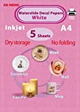 KE MENG A4 Inkjet Waterslide Decal Papers Image Transfer Paper for Inkjet Printer (White, 5 Sheets)