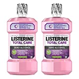 Listerine Total Care Alcohol-Free Anticavity Fluoride Mouthwash, 6 Benefit Oral Rinse to Help Kill 99% of Germs That Cause Bad Breath, Strengthen Enamel, Fresh Mint Flavor, 1 L (2 Pack)