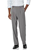 Haggar mens Premium Comfort Classic Fit Pleat Expandable Waist Dress Pants, Medium Grey, 38W x 32L US