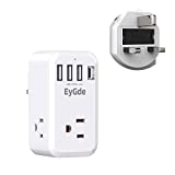 US to UK Plug Adapter, EyGde Ireland Type G European Power Adapter Converter with 3 American Outlets 3 USB Ports & 1 USB C, UK Travel Adapter for USA to British England Scotland Irish Hong Kong