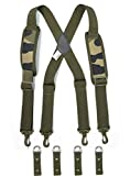 MeloTough Tactical heavy duty suspenders ,Police Suspenders for Duty Belt Suspenders with Padded Adjustable tool belt Suspenders Camo Green 