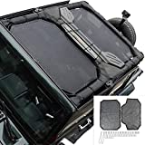 JeCar JKU Sun Shade Mesh Sunshade Provides UV Sun Protection for Jeep Wrangler 2007-2018 JK Unlimited 4 Door Front & Rear, 2 Pieces