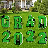 Mosoan Graduation Yard Sign Decorations 2022 - 8PCS Large Size Glittering Congrats Grad Yard Sign with Stakes - Graduation Party Decorations Supplies for Class of 2022, College, High School - Green