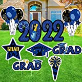 2022 Graduation Party Decorations Outdoor - 9PCS Black Blue 2022 GRAD Yard Signs with Stakes for College Class of 2022 Graduation Party Favors Supplies, Congrats Graduation Decorations Outdoors