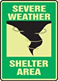 Accuform MLFE543GF Lumi-Glow Flex Adhesive Safety Sign, Legend"Severe Weather SHELTER Area" with Graphic, 10" Length x 7" Width x 0.010" Thickness, Green/Black on Glow