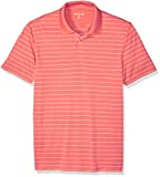Amazon Essentials Men's Slim-Fit Quick-Dry Golf Polo Shirt, Coral Orange, Stripe, Large