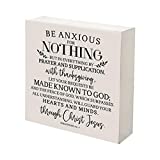 LifeSong Milestones Inspirational 6x6 Shadow Box Be Anxious for Nothing Gift for Parents, Couples House Christian Wall Art Decor for Husband, Wife Housewarming Gift Table and Shelf Sitters (White)