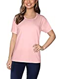 Fruit of the Loom Women's Crafted Comfort Pima Cotton Short Sleeve T-Shirts, Crew-Sweetheart Pink, X-Large