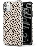 Tenpon iPhone 11 Case - Black Polka Dots Pattern Almond Case Designed for Girls Women, Cute Heavy Duty Shockproof Dual Layer Hard PC + Flexible TPU Rubber Cover Protective Phone Case