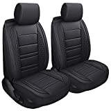 SPEED TREND Leather Car Seat Covers, Premium PU Leather & Universal Fit for Auto Interior Accessories, Automotive Vehicle Cushion Cover for Most Cars SUVs Trucks (ST-001 Front Pair, Black)