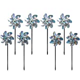 BIRD BLINDER Premium Repellent PinWheels  Sparkly Holographic Pin Wheel Spinners Scare Off Birds and Pests (Set of 8) - Easy Assembling Bird Repellent Devices Outdoor - Humanely Keep Birds Away