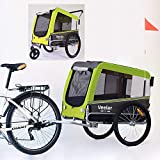 Veelar Sports Pet Bike Trailer & Stroller for Small or Medium Dogs,Bicycle Trailer for Dogs Up to 50lbs (Lime Green, Medium)