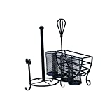 Gourmet Basics by Mikasa Avilla Picnic Plate Napkin and Flatware Storage Caddy with Paper Towel Holder, Complete Service, Antique Black