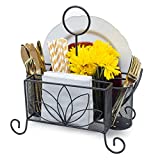 Kauma Utensil Caddy Silverware Holder - Cutlery Storage Flatware Organizer Holds Forks, Knives, Spoons, Plates, Napkins / Picnic Caddy for RV Trips, Camping, BBQ, Beach (Florence v1)