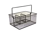 Maypes Utensil Caddy -Silverware Caddy for Parties, Spoon Holder, Buffet Organizer for Condiments, Napkin, Forks, Knives -Stainless Steel Flatware Caddy for Home, Picnics or Entertaining Evens (Black)