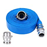 1-1/2" x 100PVC Lay Flat Discharge Hose With Aluminum Camlock C & E Fittings, Cam Lock Fitting Type F included, Heavy Duty Reinforced Pump Backwash Hose Assembly