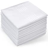 Men's Cotton Handkerchiefs, Ohuhu 13 Pack 100% Soft Cotton Handkerchiefs for Men White Pocket Square for Suit