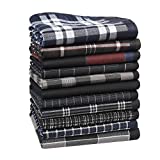 HOULIFE 100% Cotton Men's Handkerchiefs, Soft Stripe Checkered Pattern Handkerchiefs Assorted Black Hankies, 17x17" 11 PCs