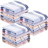 24 Piece Men's Cotton Plaid Handkerchief Soft Gift Set for Men, One Size
