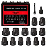 Impact Bolt Nut Remover Kit, EXCITED WORK 15 Pieces Bolt Extractor Socket Tool Set with Portable Solid Case-Easy to Remove the Rusty and Stubborn Sokets and Bolts