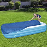 Plcnn Swimming Pool Cover Rectangular, 10x6ft Inflatable Pool Cover for Above Ground Outdoor Swimming Pool Waterproof Shade Cloth for Garden Family Pools Protector, Blue (210525DY01-10025-1814335581)
