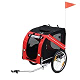 Aosom Dog Bike Trailer Pet Cart Bicycle Wagon Cargo Carrier Attachment for Travel with 3 Entrances Large Wheels for Off-Road & Mesh Screen - Red/Black